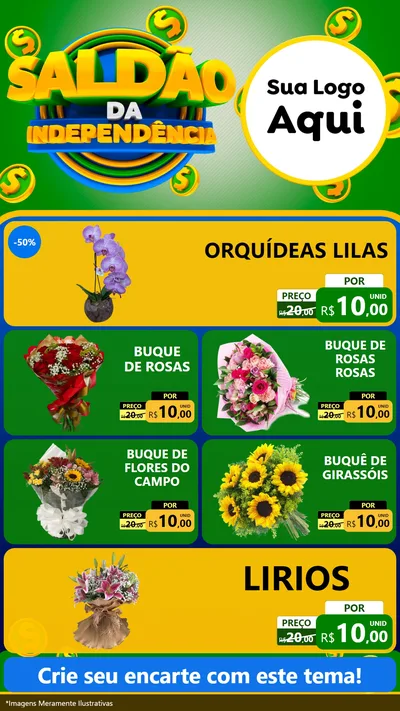 Modelo de TV para TV Vertical com o tema Saldão da Indepêndencia para Floricultura e jardim