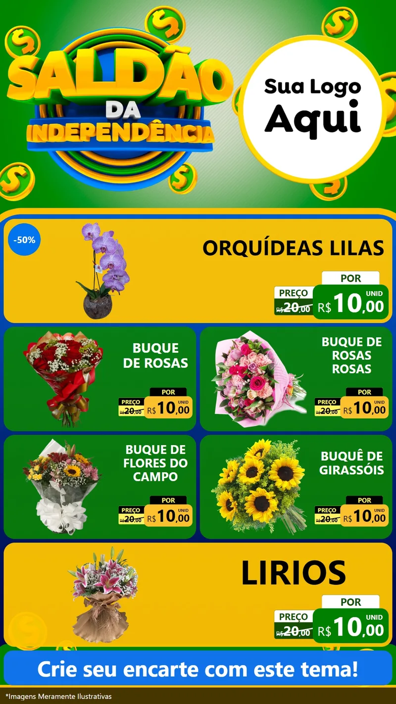 Modelo de TV para TV Vertical com o tema Saldão da Indepêndencia para Floricultura e jardim