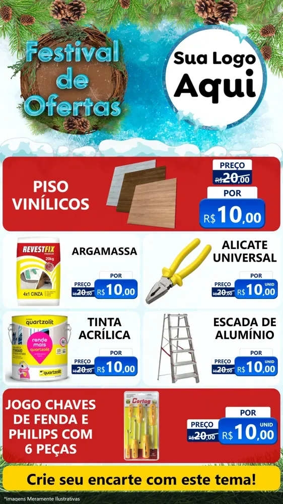 Modelo de TV para TV Vertical com o tema Festival de Ofertas - Inverno para Material para Construção