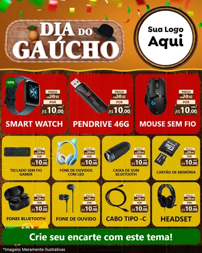 Modelo de Rede Social para Feed Instagram com o tema Dia do Gaúcho para Informática
