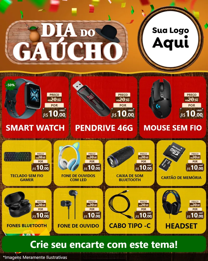 Modelo de Rede Social para Feed Instagram com o tema Dia do Gaúcho para Informática