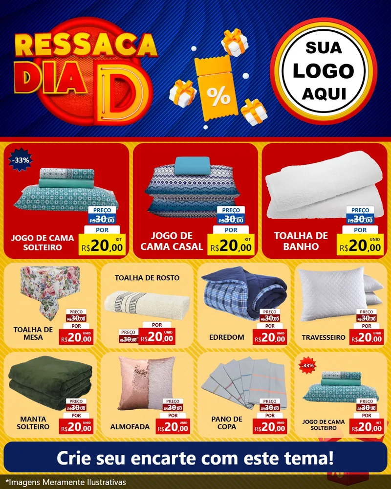 Modelo de Rede Social para Feed Instagram com o tema Ressaca Dia D para Cama, Mesa e Banho
