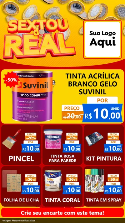 Modelo de Rede Social para Stories com o tema Sextou do Real para Tintas e Ferramentas