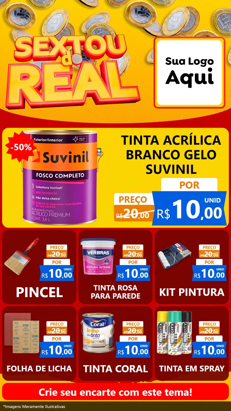 Modelo de Rede Social para Stories com o tema Sextou do Real para Tintas e Ferramentas