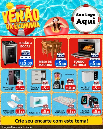 Modelo de Rede Social para Feed Instagram com o tema Verão da Economia para Móveis e Eletro
