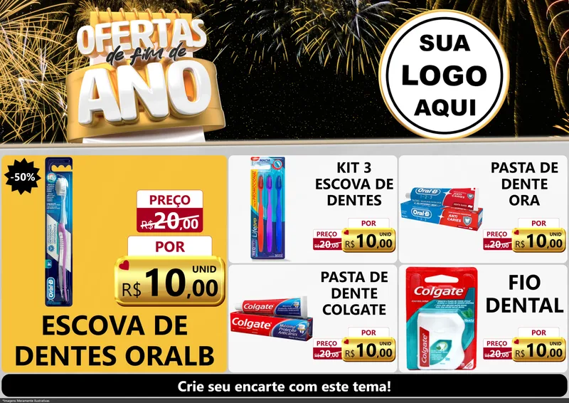 Modelo de Encarte para Encarte A4 Horizontal com o tema Ofertas de Fim de Ano para Higiene Pessoal