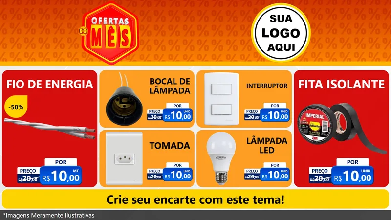Modelo de TV para TV Horizontal com o tema Ofertas do Mês para Materiais Elétricos