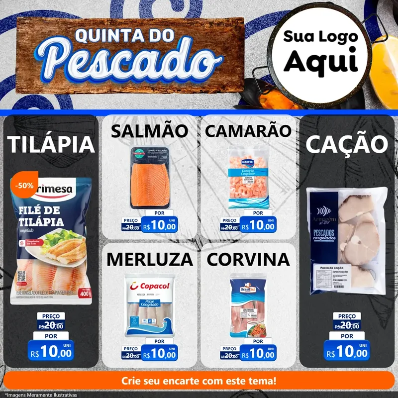 Modelo de Rede Social para Feed Facebook com o tema Quinta do Pescado para Peixaria