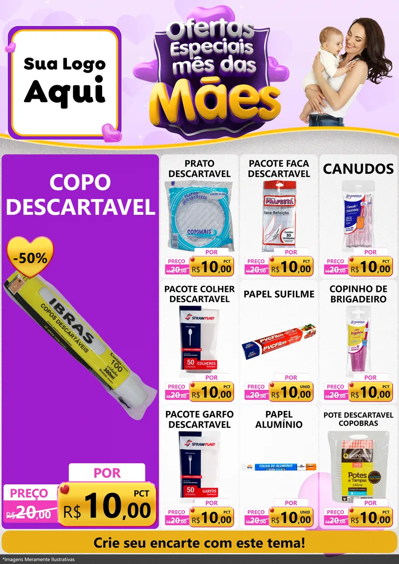 Modelo de Encarte para Encarte A4 Vertical com o tema Ofertas Especiais - Mês das Mães para Embalagens