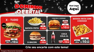 Modelo de TV para TV Horizontal com o tema Domingou de Ofertas para Hamburgueria