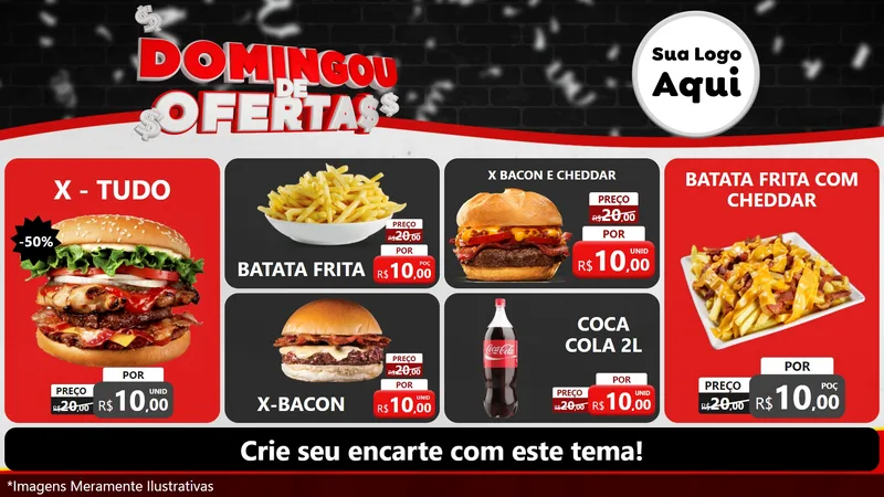 Modelo de TV para TV Horizontal com o tema Domingou de Ofertas para Hamburgueria