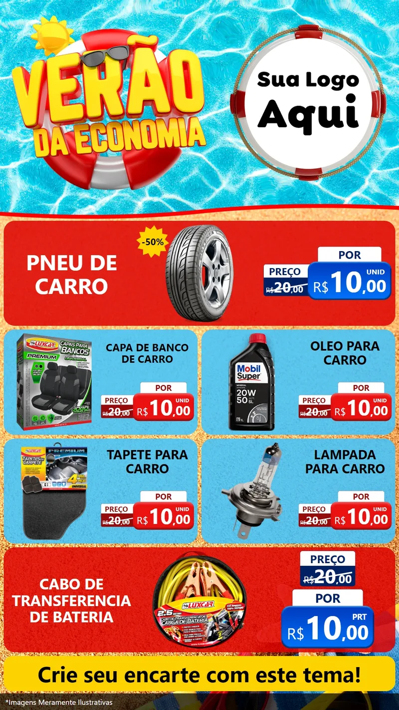 Modelo de TV para TV Vertical com o tema Verão da Economia para Auto peças