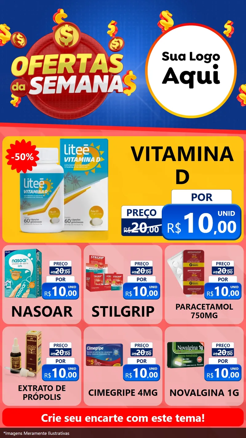 Modelo de Rede Social para Stories com o tema Ofertas Da Semana para Farmácia