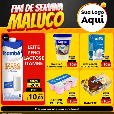 Modelo de Rede Social para Feed Facebook com o tema Final de Semana Maluco para Frios e Laticínios