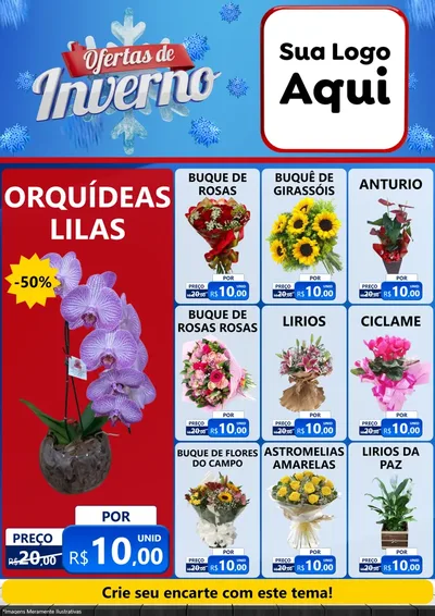 Modelo de Encarte para Encarte A4 Vertical com o tema Ofertas de Inverno para Floricultura e jardim