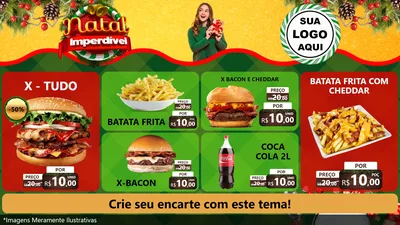 Modelo de TV para TV Horizontal com o tema Natal Imperdível para Hamburgueria
