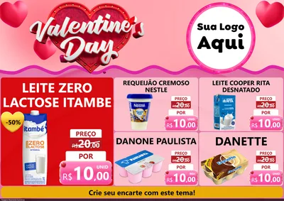 Modelo de Encarte para Encarte A4 Horizontal com o tema Valentine's Day para Frios e Laticínios