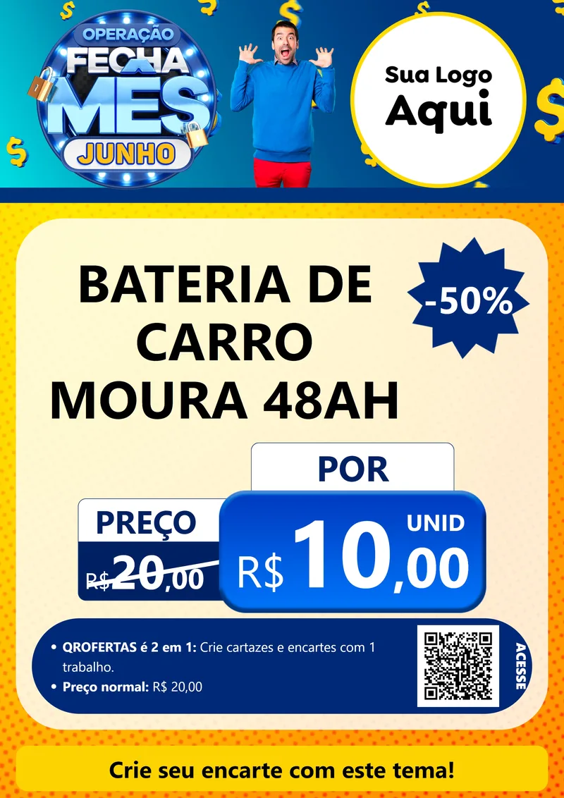 Modelo de Cartaz para Cartaz A4 Vertical com o tema Operação Fecha Mês, Junho para Baterias Elétricas