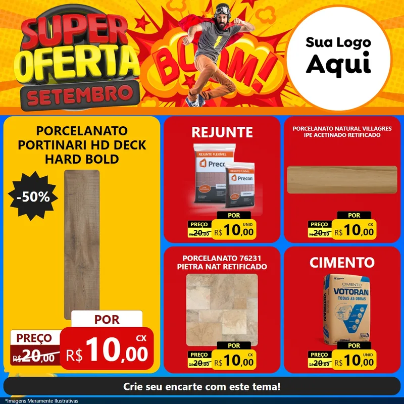 Modelo de Rede Social para Feed Facebook com o tema Super Oferta Setembro para Pisos e revestimentos