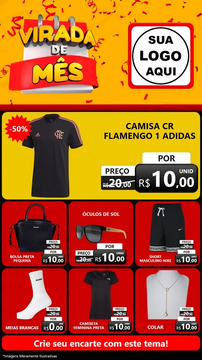 Modelo de Rede Social para Stories com o tema Virada de Mês para Roupas e acessórios