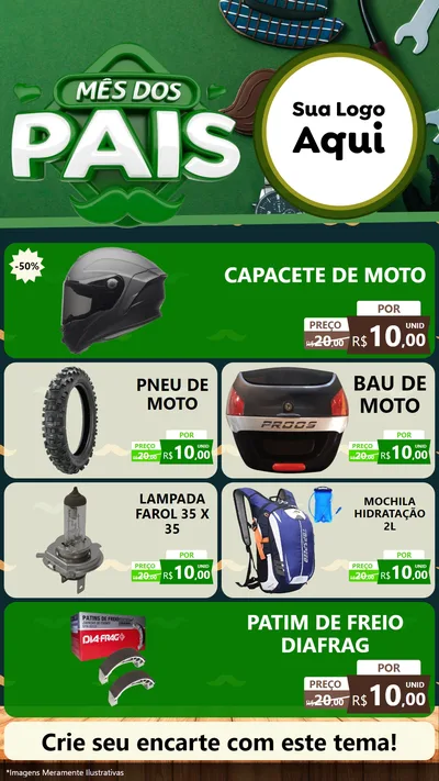 Modelo de TV para TV Vertical com o tema Mês dos Pais para Moto peças