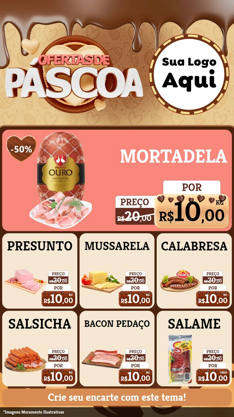 Modelo de Rede Social para Stories com o tema Ofertas de Páscoa para Frios e Laticínios
