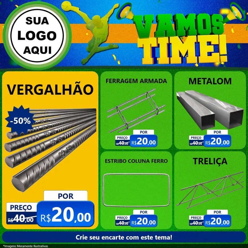 Modelo de Rede Social para Feed Facebook com o tema Vamos Time! para Ferragens