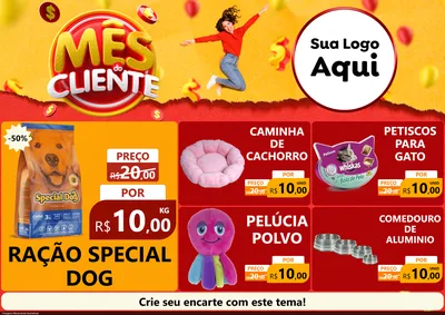 Modelo de Encarte para Encarte A4 Horizontal com o tema Mês do Cliente para Pet Shop
