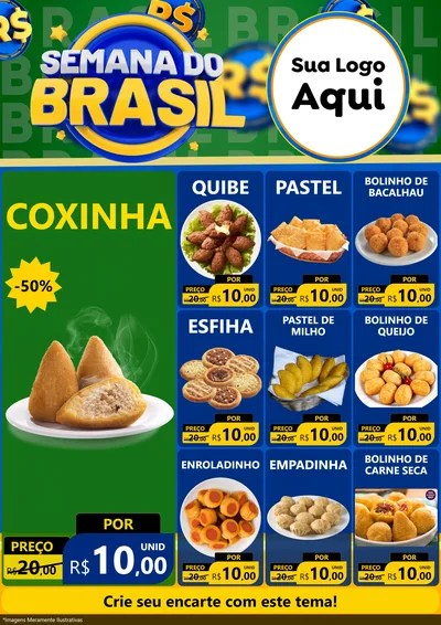 Modelo de Encarte para Encarte A4 Vertical com o tema Semana Do Brasil para Salgadaria