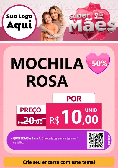 Modelo de Cartaz para Cartaz A4 Vertical com o tema Super Dia Das Mães para Papelaria
