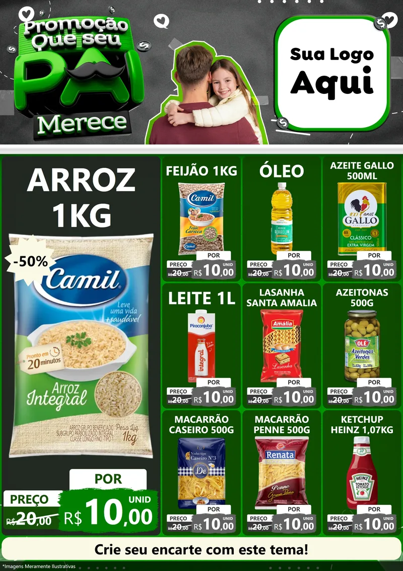 Modelo de Encarte para Encarte A4 Vertical com o tema Promoção Que seu Pai Merece para Supermercado