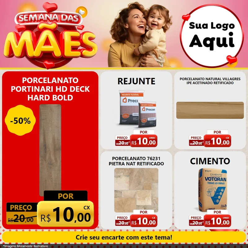 Modelo de Rede Social para Feed Facebook com o tema Semana das Mães para Pisos e revestimentos
