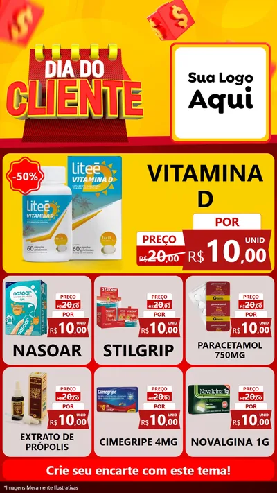 Modelo de Rede Social para Stories com o tema Dia do Cliente para Farmácia