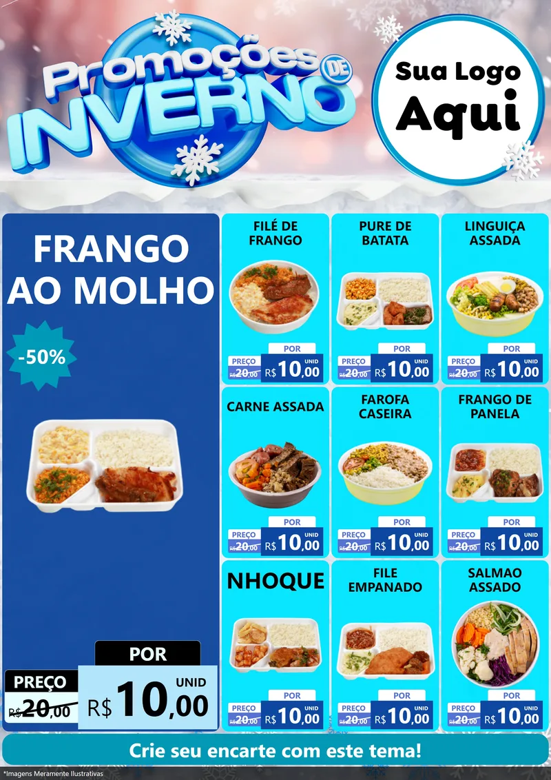 Modelo de Encarte para Encarte A4 Vertical com o tema Promoções de Inverno para Restaurante