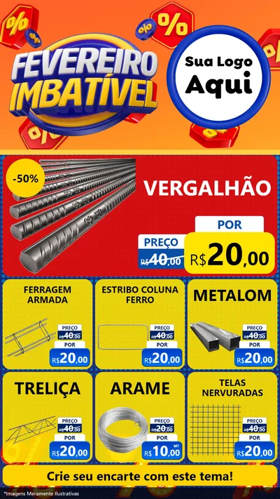 Modelo de Rede Social para Stories com o tema Fevereiro Imbatível para Ferragens