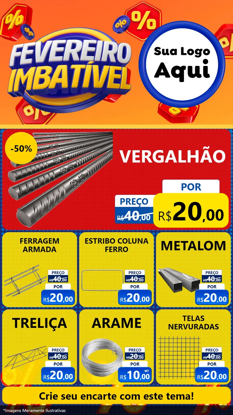 Modelo de Rede Social para Stories com o tema Fevereiro Imbatível para Ferragens