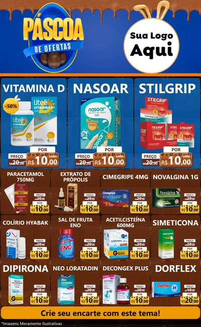 Modelo de Encarte para Encarte Grande com o tema Páscoa de Ofertas para Farmácia
