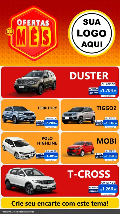 Modelo de TV para TV Vertical com o tema Ofertas do Mês para Concessionaria de Carros