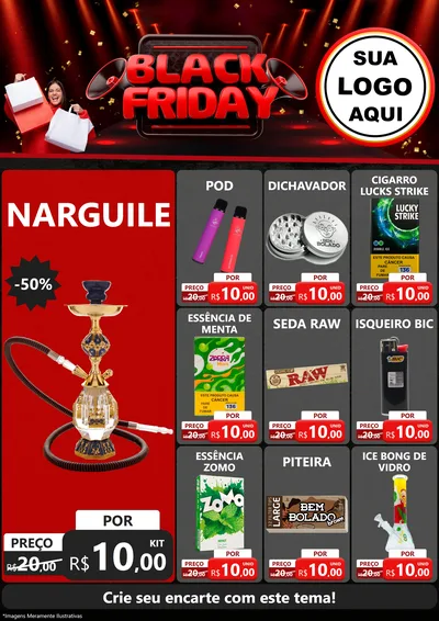 Modelo de Encarte para Encarte A4 Vertical com o tema Black Friday para Tabacaria