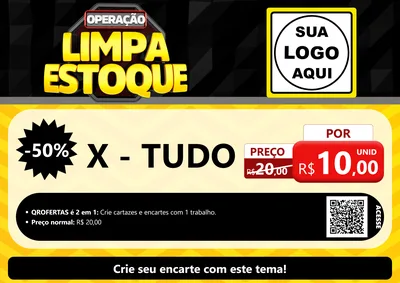 Modelo de Cartaz para Cartaz A4 Horizontal com o tema Operação Limpa Estoque para Hamburgueria
