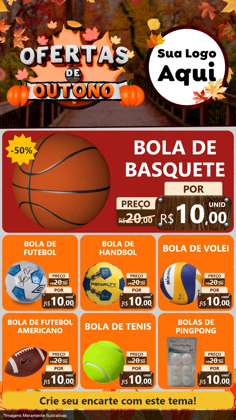Modelo de Rede Social para Stories com o tema Ofertas de Outono para Artigos Esportivos