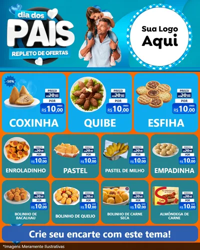 Modelo de Rede Social para Feed Instagram com o tema Dia Dos Pais Repleto de Ofertas para Salgadaria