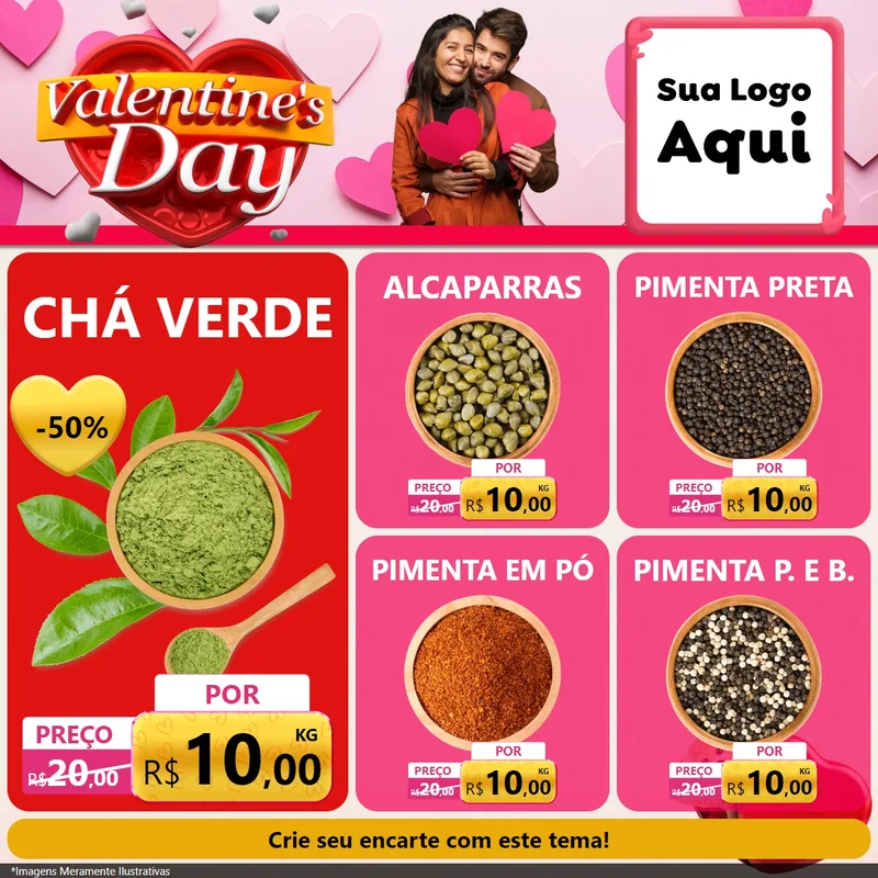 Modelo de Rede Social para Feed Facebook com o tema Valentine's Day para Produtos Naturais