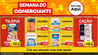 Modelo de TV para TV Horizontal com o tema Semana do Comerciante para Peixaria