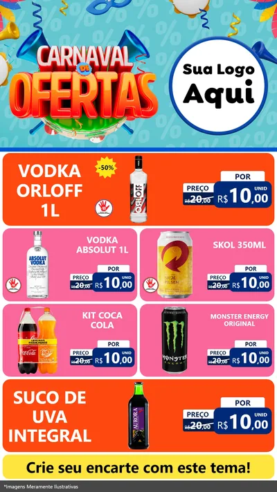 Modelo de TV para TV Vertical com o tema Carnaval de Ofertas para Distribuidora de bebidas