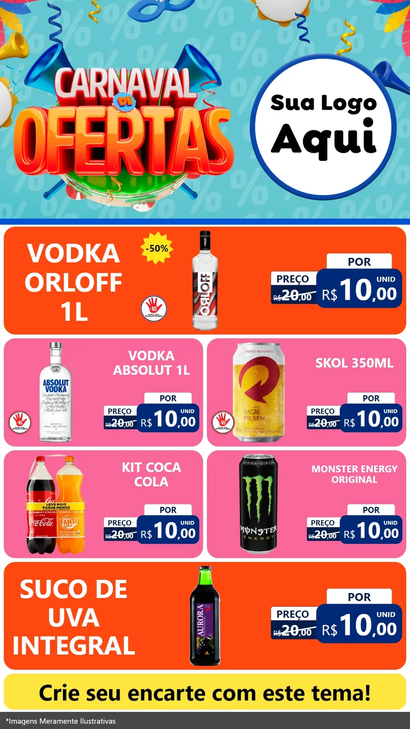 Modelo de TV para TV Vertical com o tema Carnaval de Ofertas para Distribuidora de bebidas