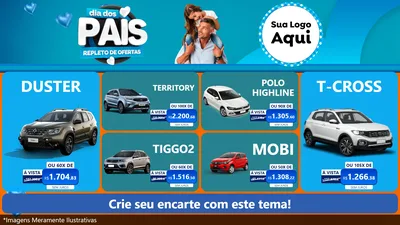 Modelo de TV para TV Horizontal com o tema Dia Dos Pais Repleto de Ofertas para Concessionaria de Carros