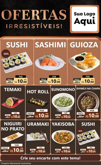 Modelo de Encarte para Encarte Grande com o tema Ofertas Irresistíveis! para Comida japonesa