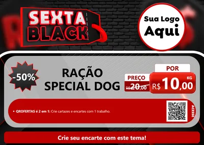 Modelo de Cartaz para Cartaz A4 Horizontal com o tema Sexta Black para Pet Shop