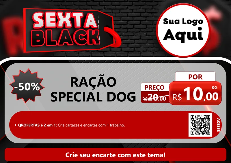 Modelo de Cartaz para Cartaz A4 Horizontal com o tema Sexta Black para Pet Shop